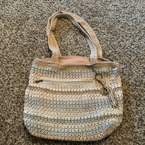 Tan, grey and white Large Sak purse!